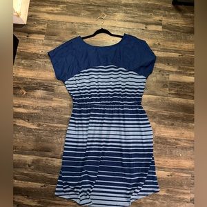 Xhilaration Blue Striped Short Sleeve High Low Casual Dress size 1
